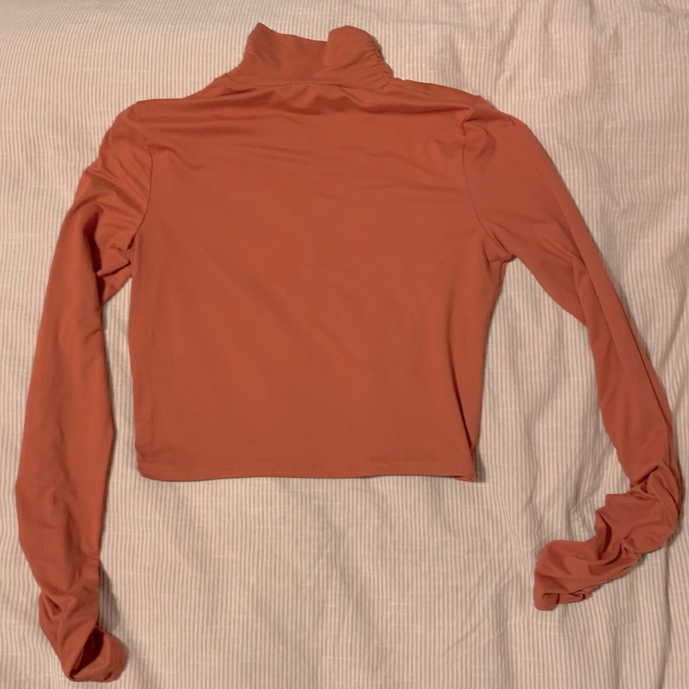 Burnt Orange, long sleeve turtleneck crop top
